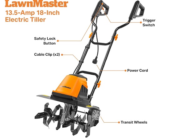 LawnMaster 13.5 Amp 18” Electric Tiller – TE1318M